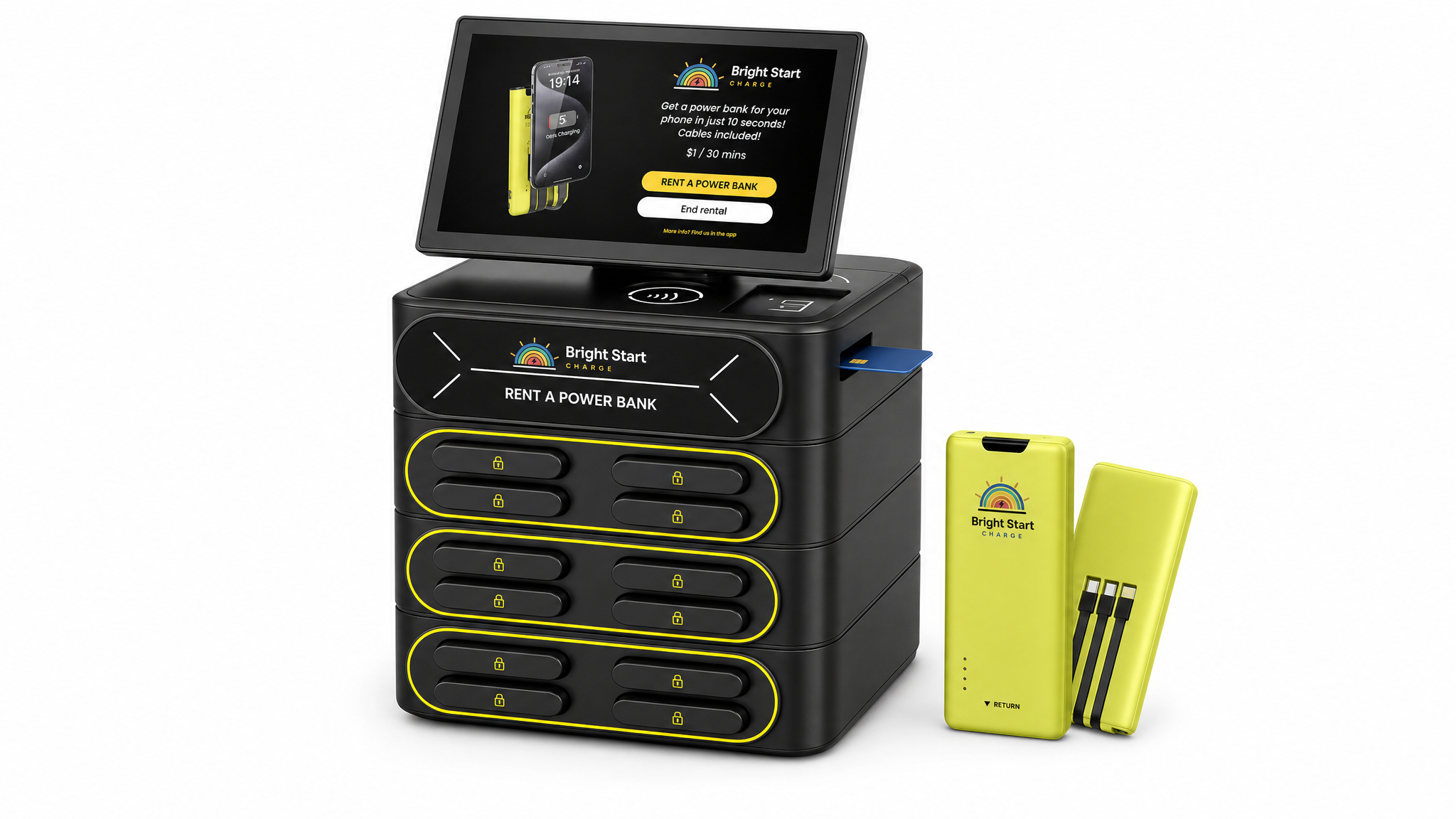 Black Bright Start Charge station with power banks